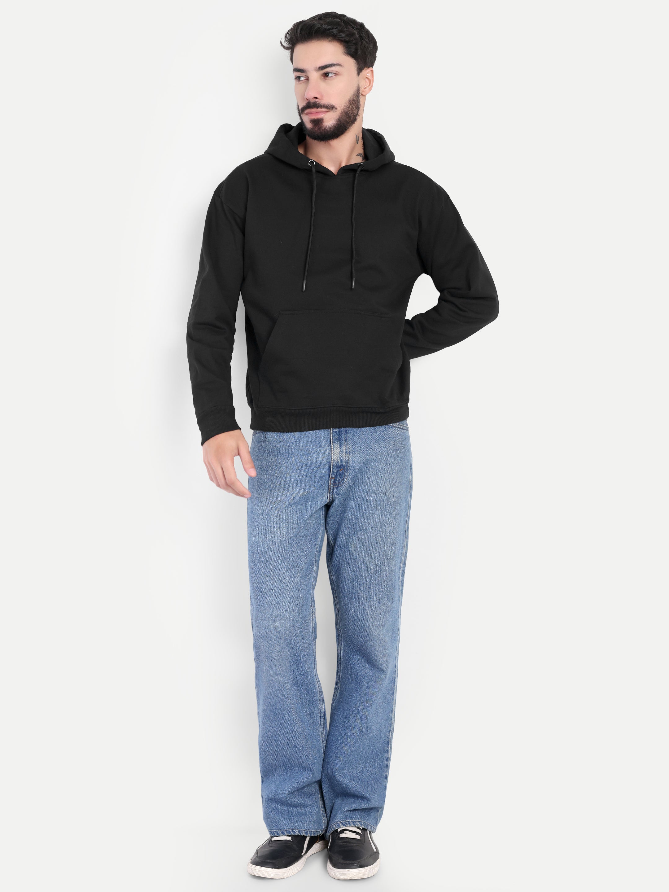 MENNER Premium Black Dropshoulder Hoodie