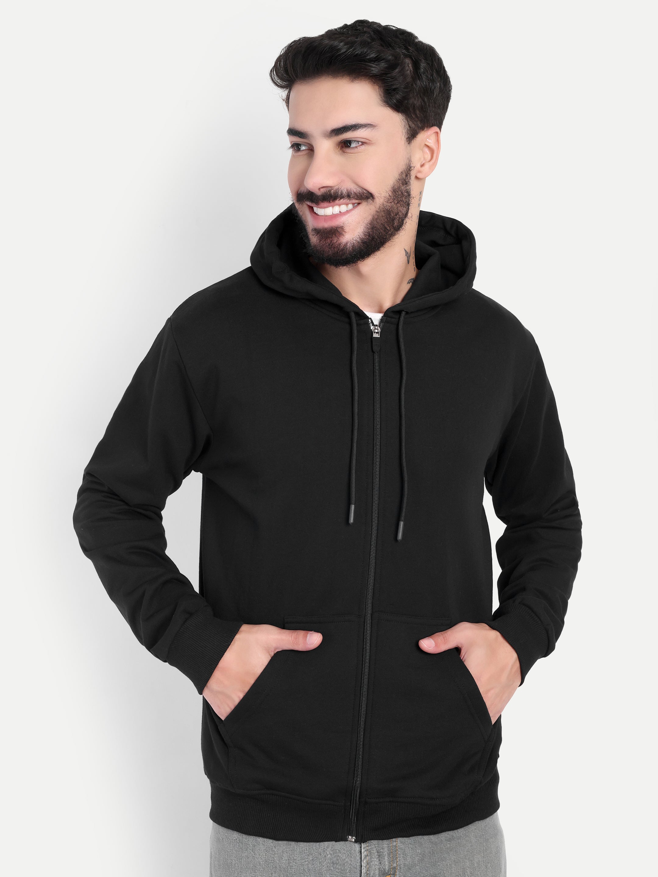 MENNER Black Premium Zipper Hoodie