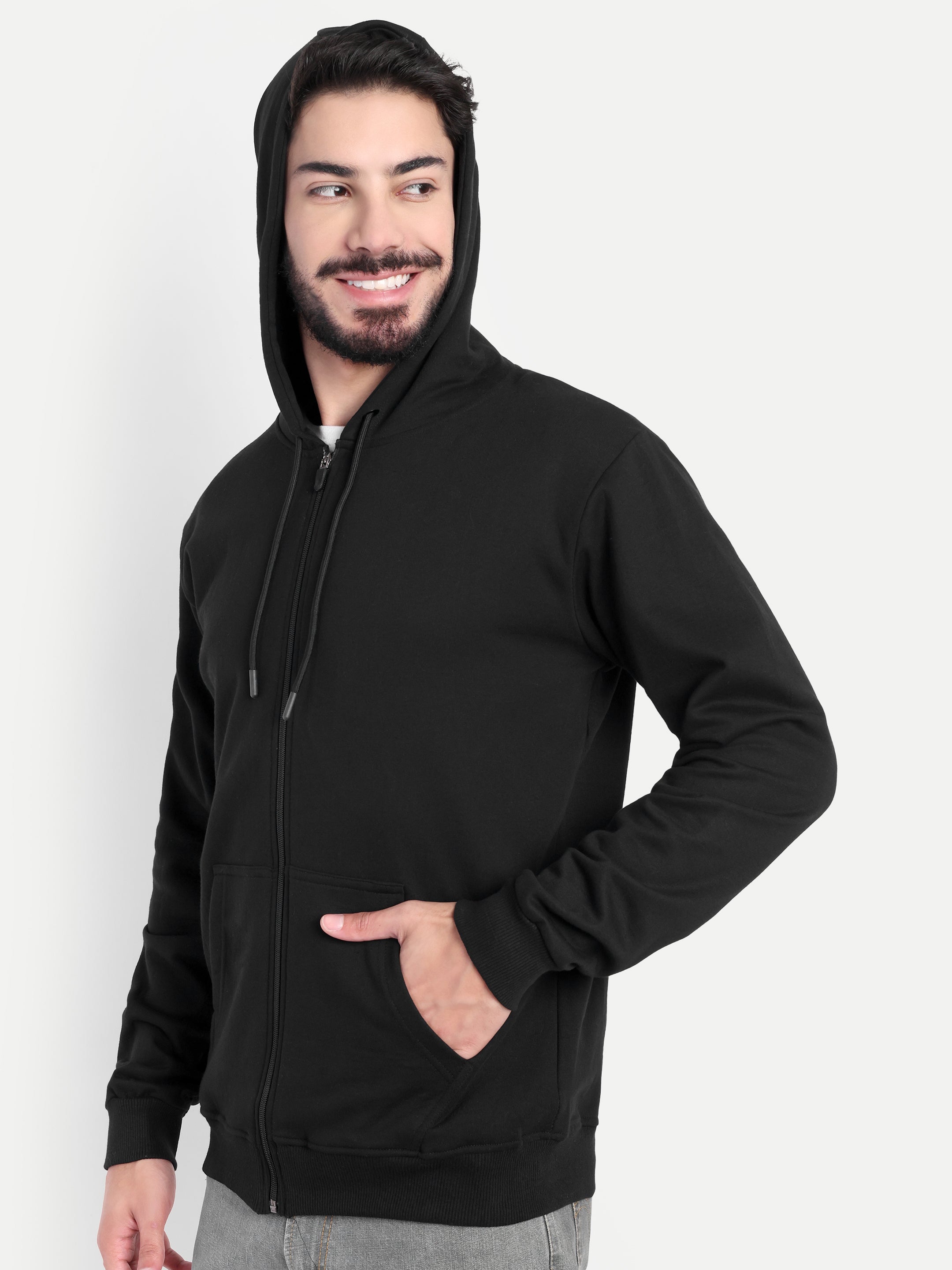MENNER Black Premium Zipper Hoodie